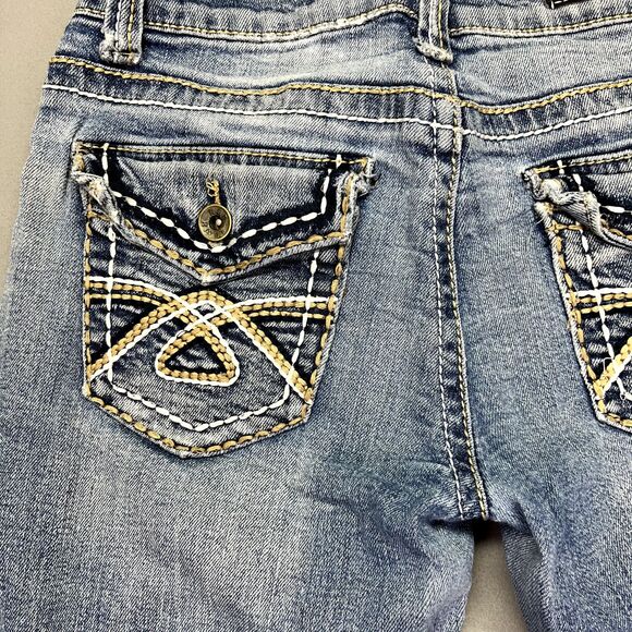 Red Rivet‎ Jeans Women's Blue Light Wash Thick Stitch Skinny Size 5 Flap Pocket - Picture 14 of 15